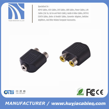 2 RCA Female to 3.5mm Stereo Female Splitter Audio Adapter